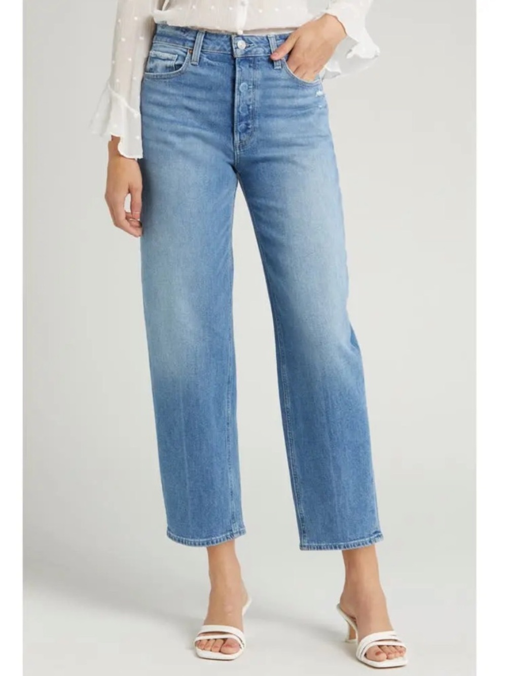 PAIGE Alexis High Waist Ankle Barrel Jeans Exhibition Distressed Women’s Size 24